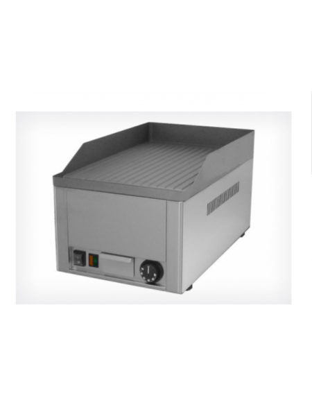 Griglia elettrica in acciaio inox con piano di cottura rigata, piastra in acciaio sabbiato mm 325x480