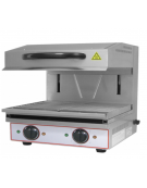 Salamandra mobile in acciaio inox, 2 termostati separati, piano di cottura mm 590x320 - mm 600x520x530h