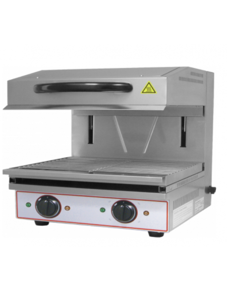 Salamandra mobile in acciaio inox, 2 termostati separati, piano di cottura mm 590x320 - mm 600x520x530h