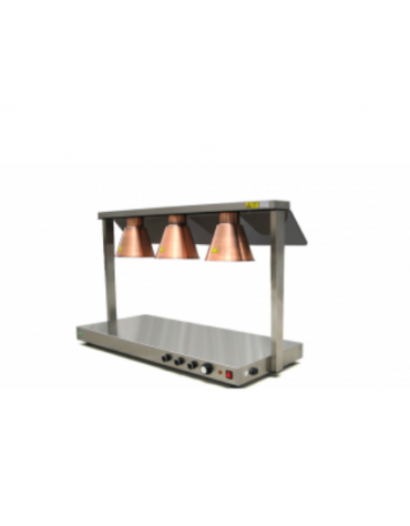 Piastra scaldavivande in acciaio inox ad infrarossi - base riscaldante regolabile - mm  1070x530x700h