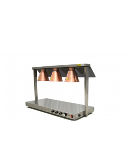 Piastra scaldavivande in acciaio inox ad infrarossi - base riscaldante regolabile - mm  1070x530x700h