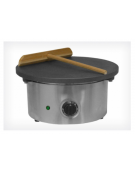 Crepiera elettrica singola in acciaio inox con piano cottura Ø mm 400 - piastra teflonata - mm Ø400x200h