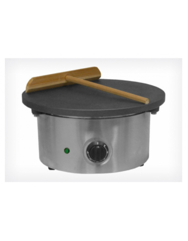 Crepiera elettrica singola in acciaio inox con piano cottura Ø mm 400 - piastra teflonata - mm Ø400x200h