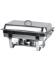 CHAFING DISH GN 1/1 Scaldavivande Rettangolare con Coperchio Sollevabile e Supporti in Acciaio Inox - Cm 60X36X23,8H