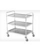 Carrello di servizio in acciaio inox AISI 201 - 3 piani a vasca, Portata Kg 30 cad - 4 ruote girevoli mm 805x460x910h