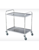 Carrello di servizio in acciaio inox AISI201 - 2 piani a vasca portata Kg 30 cad - 4 ruote girevoli(2 con freno) mm 845x525x950h