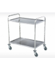 Carrello di servizio,acciaio inox AISI 201,2 piani a vasca, portata Kg 30 cad. - 4 ruote girevoli(2 con freno) mm 845x525x950h