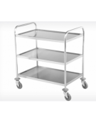 Carrello di servizio in acciaio inox AISI 201 - 3 piani a vasca - 4 ruote girevoli, 2 con freno mm 860X540X940h