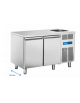 Tavolo refrigerato 2 porte con lavello sopra vano motore, in acciaio inox, refrigerazione ventilata +° +8°C - cm 132x70x85h