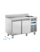 Tavolo refrigerato 2 porte in acciaio inox con alzatina e lavello, refrigerazione ventilata +0°/+8°C - Classe B - cm 132x70x95h