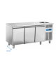 Tavolo refrigerato 3 porte con lavello sopra vano motore, in acciaio inox , refrigerazione ventilata 0° +8°C -  cm178x70x85h