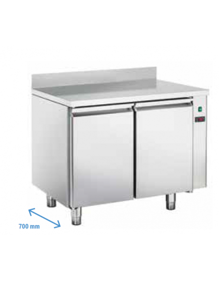 Tavolo GN1/1 refrigerato remoto in acciaio inox con alzatina, refrigerazione ventilata  - mm 1040x700x850h