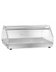 Vetrina neutra da banco inox 1 piano con fianchi e antine sui due fronti in plexiglas trasparente - cm 50x35x25h