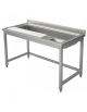 TAVOLO PREPARAZIONE VERDURE AD 1 VASCA CON TAGLIERE E FORO DI CERNITA CM 180X70X85H