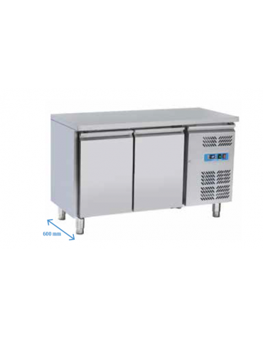 Tavolo refrigerato 2 porte, in acciaio inox AISi 304, refrigerazione ventilata - cm 136x60x86h