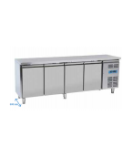 Tavolo refrigerato 4 porte, in acciaio inox AISi 304, refrigerazione ventilata - cm 223x60x86h