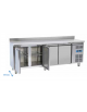 Tavolo refrigerato 4 porte con alzatina, in acciaio inox AISi 304, refrigerazione ventilata - cm 223x60x96h