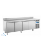 Tavolo refrigerato 4 porte per pasticceria con alzatina, in acciaio inox AISi 304, refrigerazione ventilata - 248x80x95h