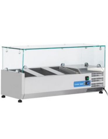 Vetrina refrigerata per banco pizza - capacità n.3 bacinelle GN 1/4 - cm 95.5x33.5x42.5h