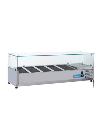 Vetrina refrigerata per banco pizza - capacità n.5 bacinelle GN 1/4 - cm 120x33.5x42.5h