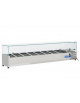 Vetrina refrigerata per banco pizza con castello vetro dritti - capacità n.8 bacinelle GN 1/4 - cm 180x33,5x44h