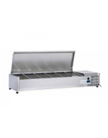 Vetrina refrigerata per banco pizza - capacità n.5 bacinelle GN 1/4 - cm 120x33.5x42.5h