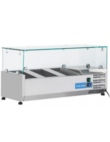 Vetrina refrigerata per banco pizza - capacità n.2 bacinelle GN 1/3 - cm 95.5x38.5x42.5h