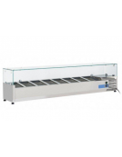 Vetrina refrigerata per banco pizza - capacità n.8 bacinelle GN 1/3 - cm 180x38.5x42.5h