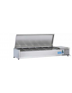 Vetrina refrigerata per banco pizza con coperchio inox - capacità n.6 bacinelle GN 1/3 - cm 140x39,5x28,2h