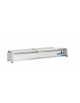 Vetrina refrigerata per banco pizza con coperchio inox - capacità n.8 bacinelle GN 1/3 - cm 180x39,5x28,2h