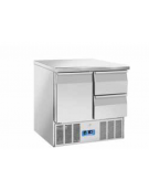 Saladette refrigerata in acciaio inox con 1 sportello e 2 cassetti - refrigerazione statica +0°/+8° - Classe C - cm 90x70x88h