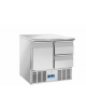 Tavolo saladette refrigerato in acciaio inox AISI 304, con 1 sportello - 2 cassetti - refrigerazione statica - mm 900x700x882h