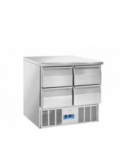 Saudette refrigerata GN1/1 in acciaio inox con 4 cassetti - refrigerazione statica 0°/+8°C - Classe C - cm 90x70x88h