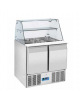 Tavolo saladette refrigerato inox , 2 sportelli GN - campana di vetri - refrigerazione statica - mm 900x700x1294h