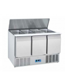 Saladette refrigerata GN1/1 inox 3 sportelli con top apribile - refrigerazione statica +0°/ +8°C - cm 136,5x70x89h