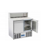 Mini banco pizza refrigerato inox, 2 sportelli GN - parte superiore con piano di lavoro in granito - mm 900x700x1092h