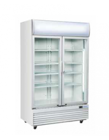 Vetrina bibite verticale doppia con ante a battente - Lt 1000 - refrigerazione ventilata +1/+10°C - cm 120x73x203,5h