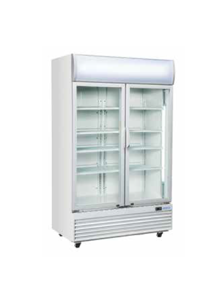 Vetrina bibite verticale doppia con ante a battente - Lt 1000 - refrigerazione ventilata +1/+10°C - cm 120x73x203,5h