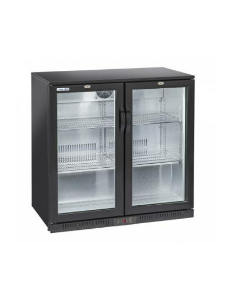 Vetrina bibite a due ante a battente - colore esterno nero - refrigerazione Roll-Bond con ventola +1/+10°C - cm 90x52x90h
