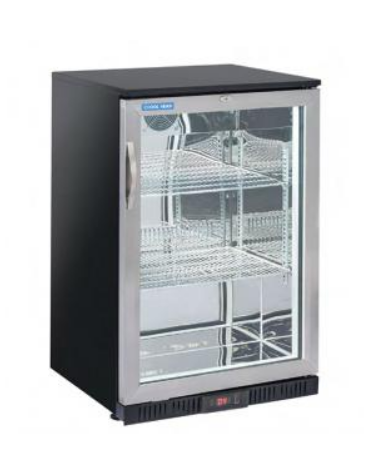 Vetrina bibite 1 porta battente in vetro con cornice in acciaio inox - Lt 138 - refrigerazione Roll-Bond +1/+10°C - cm 60x50x90h
