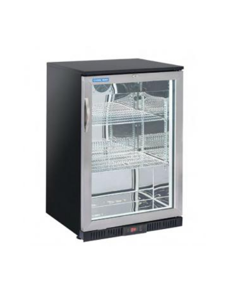 Vetrina bibite 1 porta battente in vetro con cornice in acciaio inox - Lt 138 - refrigerazione Roll-Bond +1/+10°C - cm 60x50x90h