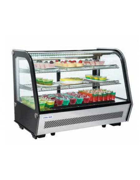 Espositore refrigerato da banco, colore nero con basamento inox - refrigerazione ventilata +1/+12°C - cm 87,5x57x68,5h