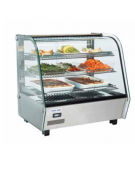 Vetrina espositiva riscaldata da banco in acciaio inox con vetro curvo - 3 ripiani - capacità Lt. 120 - mm 692x582x685h