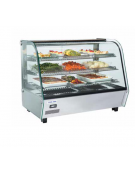 Vetrina espositiva riscaldata da banco in acciaio inox con vetro curvo - 3 ripiani - capacità Lt. 120 - mm 870x582x685h