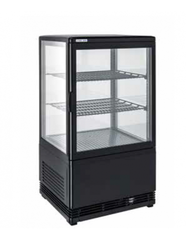Vetrina espositiva colore nero - refrigerazione ventilata +2°/+12°C - capacità Lt. 58 - Classe B - cm 42,8x38,6x81h