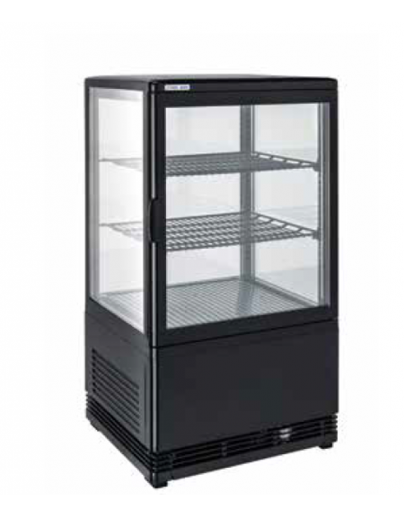 Vetrina espositiva colore nero - refrigerazione ventilata +2°/+12°C - capacità Lt. 58 - Classe B - cm 42,8x38,6x81h