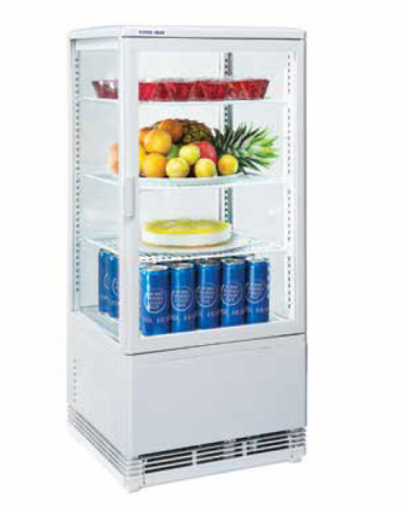 Vetrina espositiva colore bianco - refrigerazione ventilata +2°/+12°C - capacità Lt. 78 - Classe B - cm 42,8x38,6x96h
