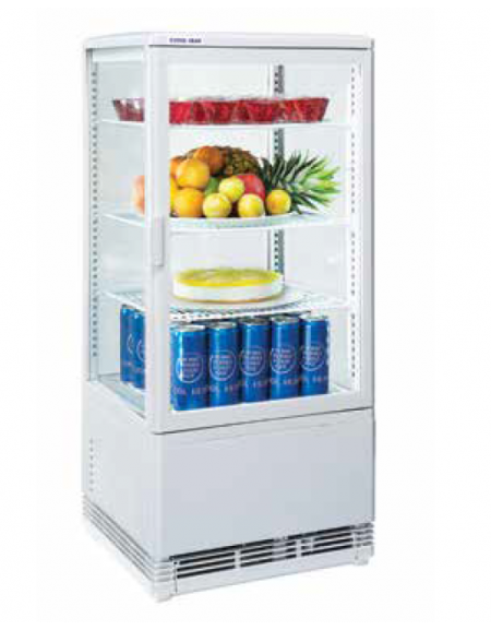 Vetrina espositiva colore bianco - refrigerazione ventilata +2°/+12°C - capacità Lt. 78 - Classe B - cm 42,8x38,6x96h