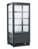 Vetrina espositiva colore nero - refrigerazione ventilata +2°/+12°C - capacità Lt. 78 - Classe B - cm 42,8x38,6x96h