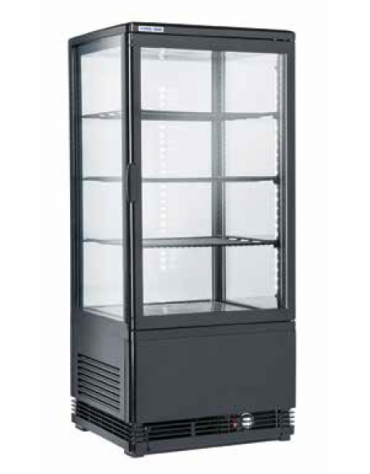 Vetrina espositiva colore nero - refrigerazione ventilata +2°/+12°C - capacità Lt. 78 - Classe B - cm 42,8x38,6x96h